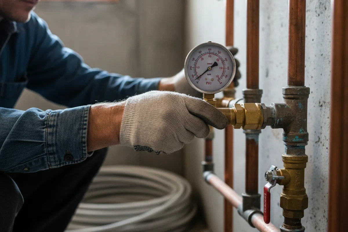 Pressure testing a repaired line during Water Line Repair in Crowell